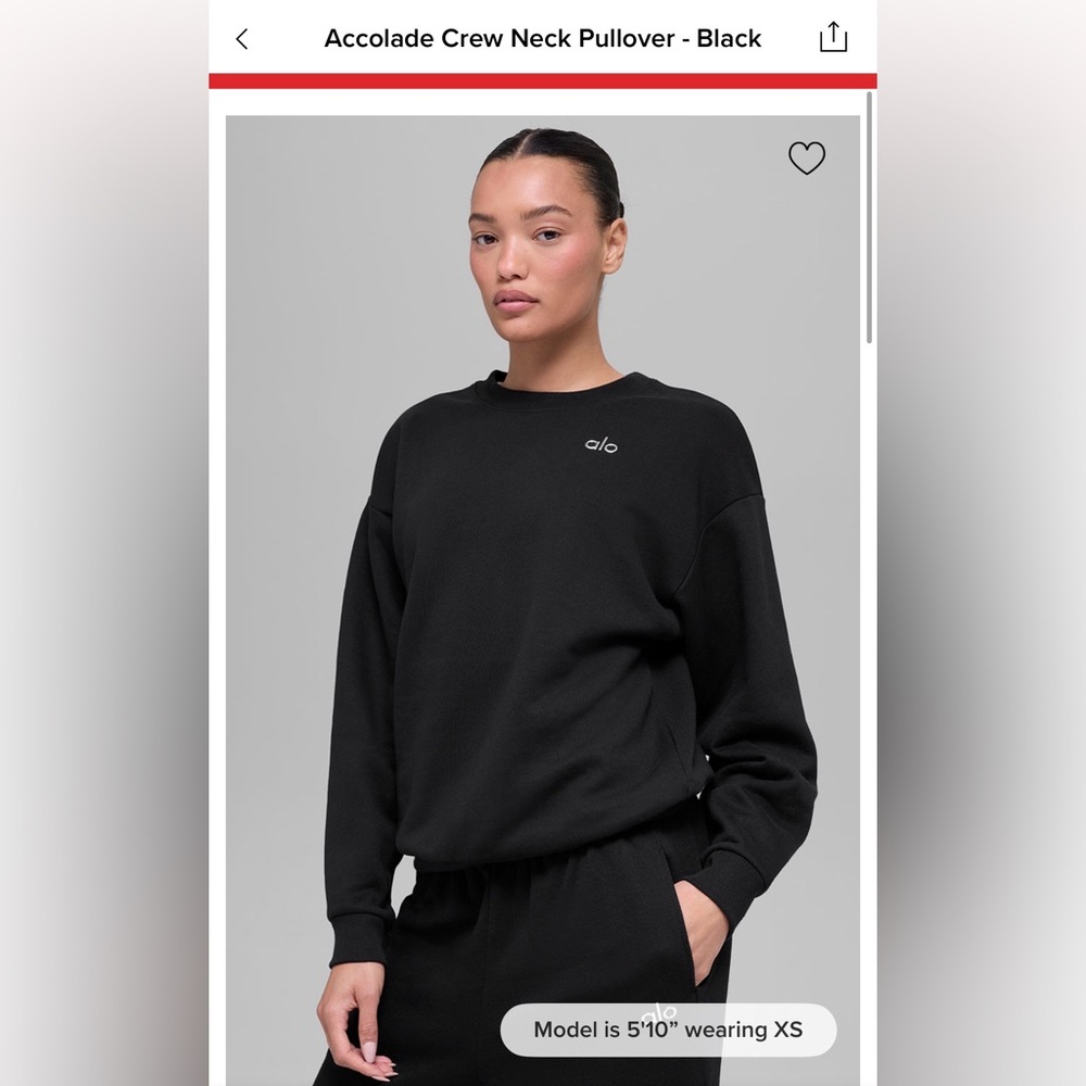 ALO Yoga | Accolade Crew Neck Pullover | Black | Small